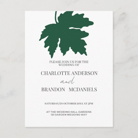 Uitnodiging tot het uitzenden van groene mantel (Voorkant)