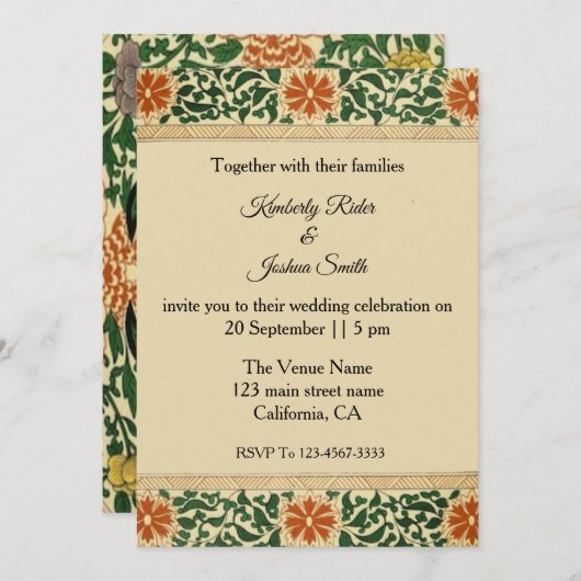  uitnodiging tot het uitzenden van het huwelijk (Voorkant / Achterkant)