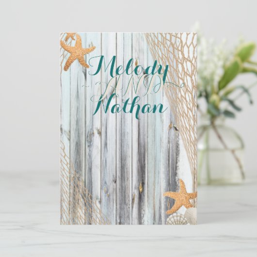 Uitnodiging tot het uitzenden van het Rustic Beach (Staand voorkant)