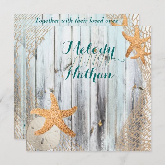 Uitnodiging tot het uitzenden van het Rustic Beach (Voorkant / Achterkant)