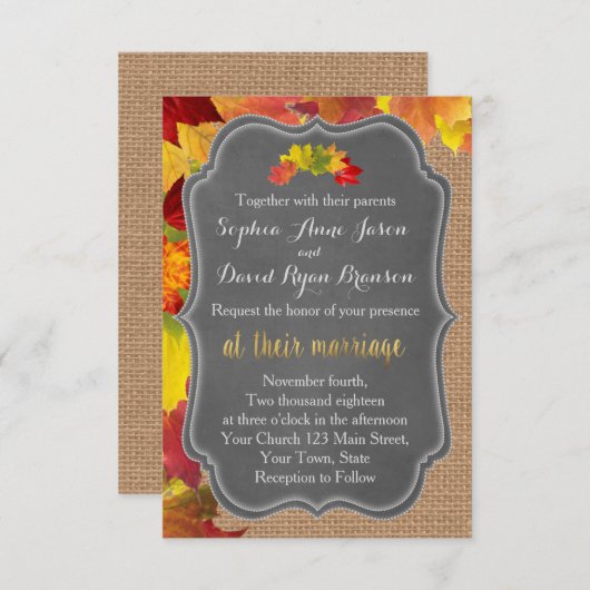 Uitnodiging tot het uitzenden van het Rustic Fall  (Voorkant / Achterkant)