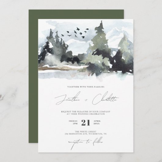 Uitnodiging tot het uitzenden van het Rustic Fores (Voorkant / Achterkant)