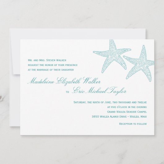 Uitnodiging tot het uitzenden van het Starfish Wed (Voorkant)