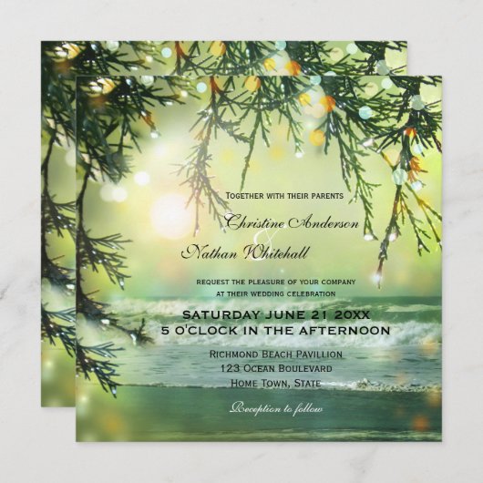 Uitnodiging tot het uitzenden van het strand (Voorkant / Achterkant)