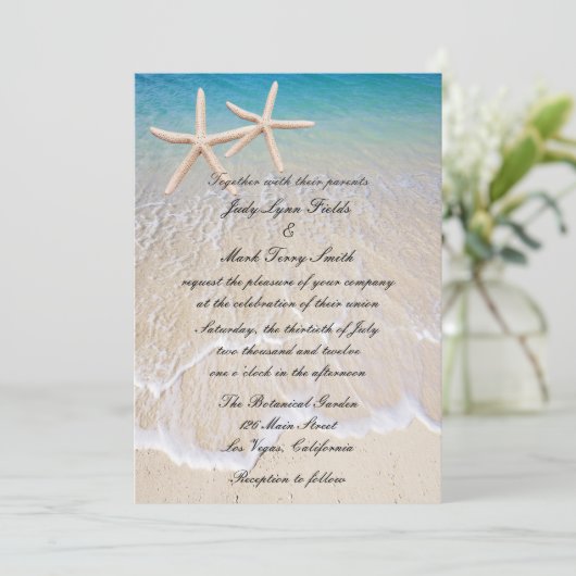 Uitnodiging tot het uitzenden van het strand (Staand voorkant)