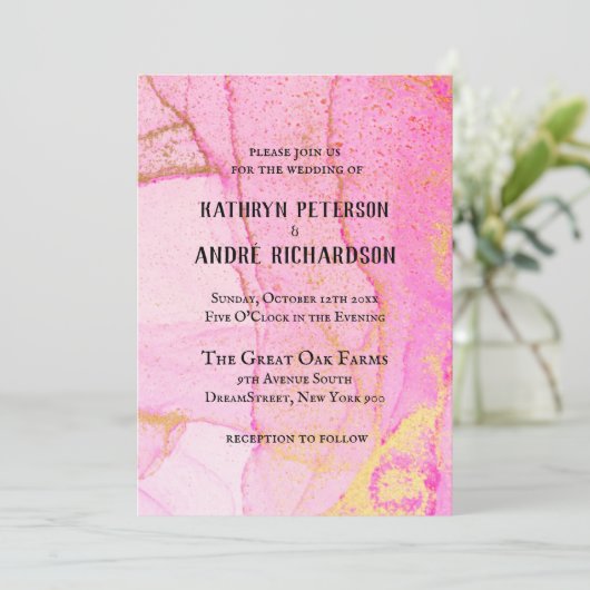 Uitnodiging tot het uitzenden van hotroze gouddurf (Staand voorkant)