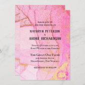 Uitnodiging tot het uitzenden van hotroze gouddurf (Voorkant / Achterkant)