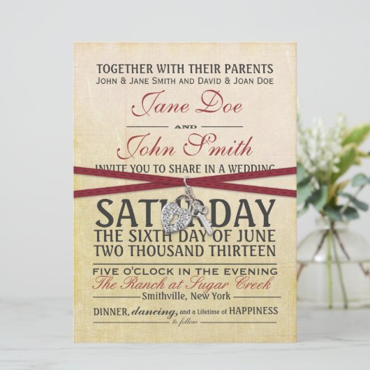 Uitnodiging tot het uitzenden van ivoor en rood p (Staand voorkant)