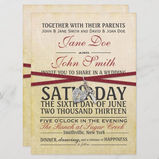 Uitnodiging tot het uitzenden van ivoor en rood p (Voorkant / Achterkant)