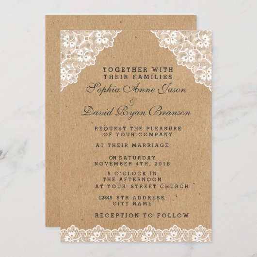 Uitnodiging tot het uitzenden van  Lace Craft Pape (Voorkant / Achterkant)