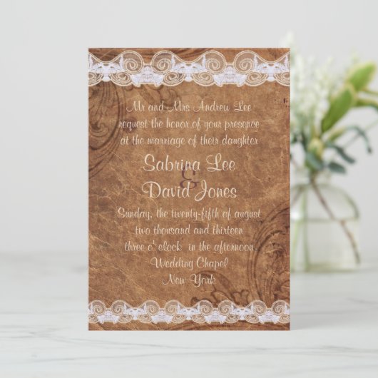 Uitnodiging tot het uitzenden van  leder en Lace-b (Staand voorkant)