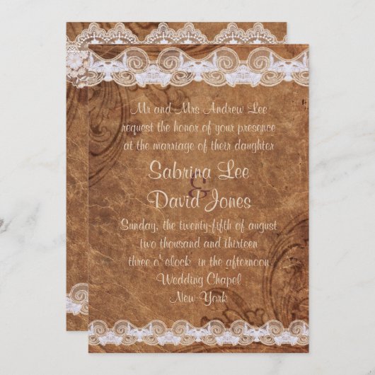 Uitnodiging tot het uitzenden van leder en Lace-b (Voorkant / Achterkant)