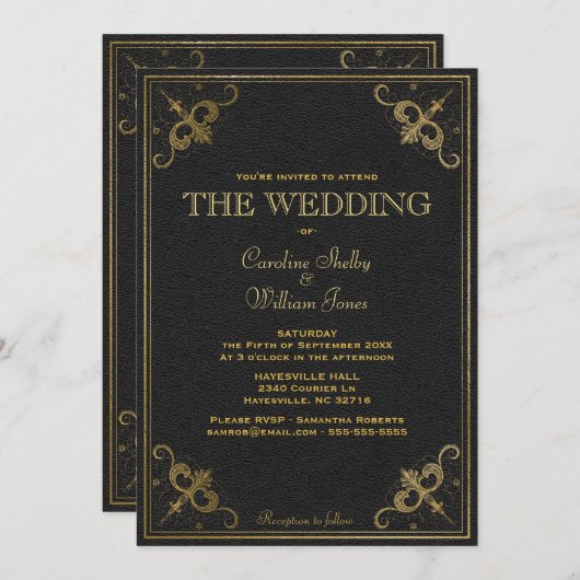 Uitnodiging tot het uitzenden van lederen boekbin (Voorkant / Achterkant)