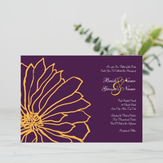 Uitnodiging tot het uitzenden van Paarse en gele b (Staand voorkant)