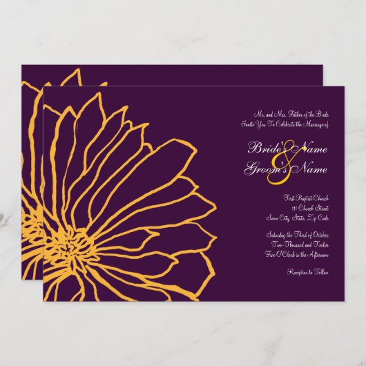 Uitnodiging tot het uitzenden van Paarse en gele b (Voorkant / Achterkant)