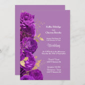 Uitnodiging tot het uitzenden van Paarse en goudbl (Voorkant / Achterkant)