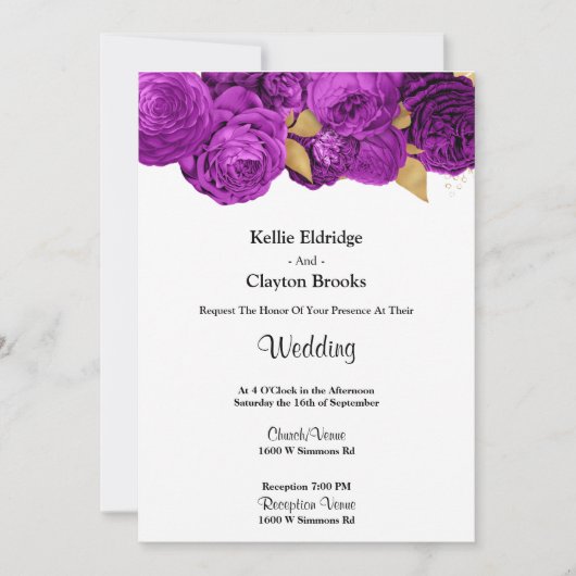 Uitnodiging tot het uitzenden van Paarse en goudbl (Voorkant)