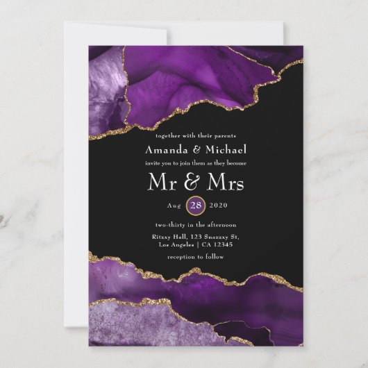 Uitnodiging tot het uitzenden van Paarse en gouden (Voorkant)