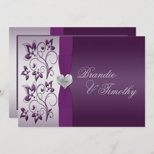 Uitnodiging tot het uitzenden van Paarse en zilver (Voorkant / Achterkant)