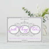 Uitnodiging tot het uitzenden van Paarse Faith Hop (Staand voorkant)