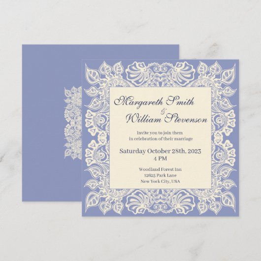 Uitnodiging tot het uitzenden van Paarse Floral La (Voorkant / Achterkant)