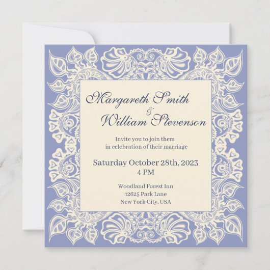 Uitnodiging tot het uitzenden van Paarse Floral La (Voorkant)