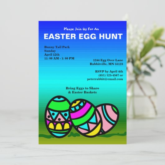 Uitnodiging tot het uitzenden van paaseieren (Staand voorkant)