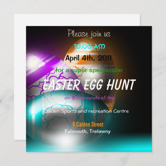 Uitnodiging tot het uitzenden van paaseieren (Voorkant / Achterkant)