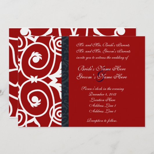 Uitnodiging tot het uitzenden van prijzige rode en (Voorkant / Achterkant)