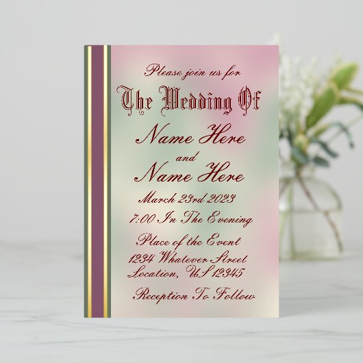 Uitnodiging tot het uitzenden van Rozen en gouden (Staand Voorkant)