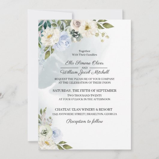 Uitnodiging tot het uitzenden van Rustic Blue Flor (Voorkant)