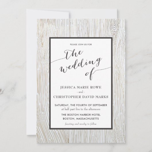 Uitnodiging tot het uitzenden van Rustic Gold Wood (Voorkant)