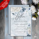 Uitnodiging tot het uitzenden van Rustic Wedding B<br><div class="desc">Weddensuitnodiging | Rustic Elegant Waterverf Wedding Invitations met Blue Poppies - shades of dusty blue with iory white - een collectie papavers en dahlia bloemen geaccentueerd met bleke groene eucalyptus greenery - allemaal geplaatst op een blauwe waterverf splash background - handgeschreven kalligrafie 'samen' - gemakkelijk aan te passen sjabloon -...</div>