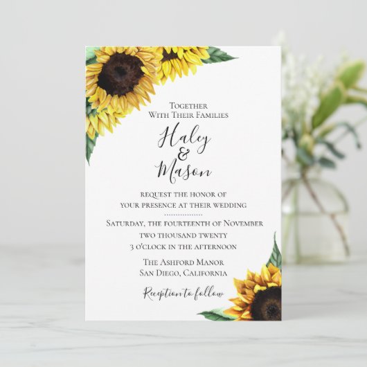 Uitnodiging tot het uitzenden van Rustige zonneblo (Staand voorkant)