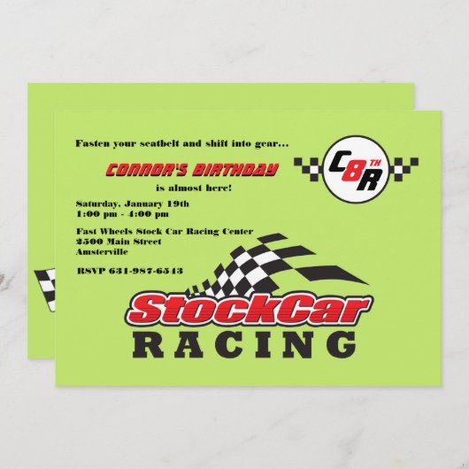 Uitnodiging tot het uitzenden van "Stock Car Racin (Voorkant / Achterkant)