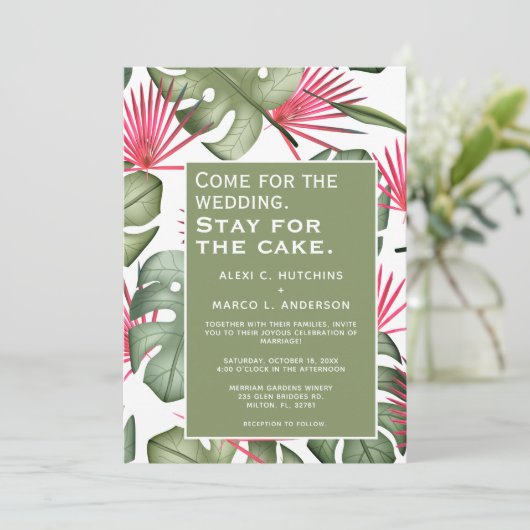 Uitnodiging tot het uitzenden van tropische bruilo (Staand voorkant)