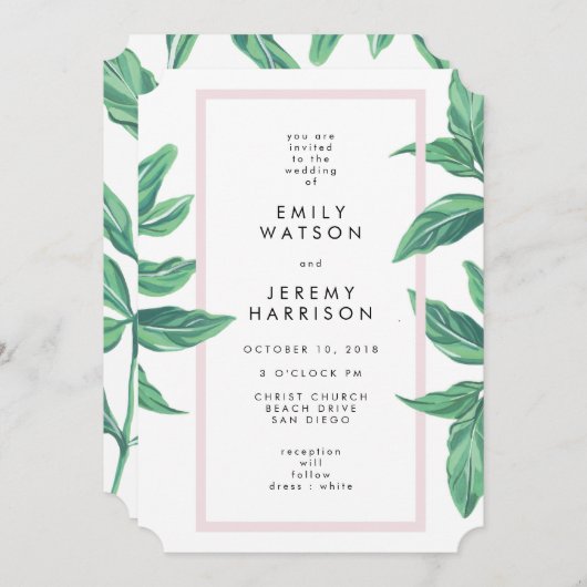 Uitnodiging tot het uitzenden van tropische strand (Voorkant / Achterkant)