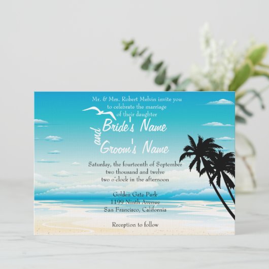 Uitnodiging tot het uitzenden van tropische strate (Staand voorkant)