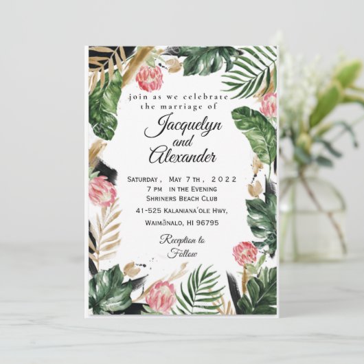  uitnodiging tot het uitzenden van tropische wedde (Staand voorkant)