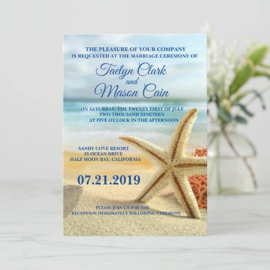 Uitnodiging tot het uitzenden van tropische wedden (Staand voorkant)