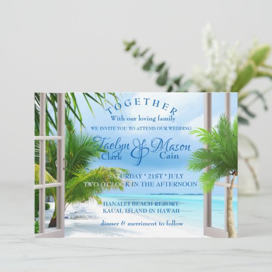 Uitnodiging tot het uitzenden van tropische wedden (Staand voorkant)