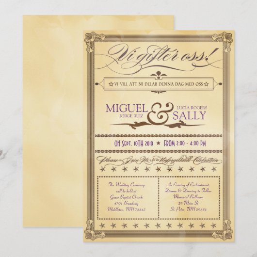 uitnodiging tot het uitzenden van weddenschappen (Voorkant / Achterkant)