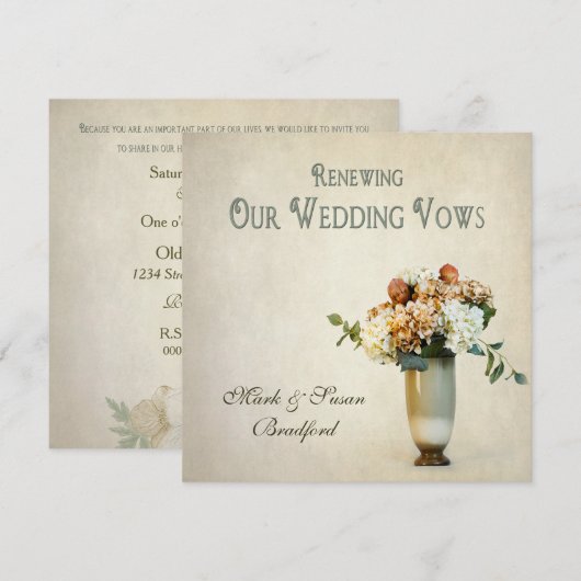 Uitnodiging tot het uitzenden van weduwen - Floral (Voorkant / Achterkant)