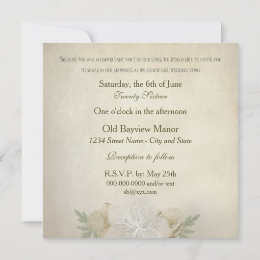 Uitnodiging tot het uitzenden van weduwen - Floral (Achterkant)