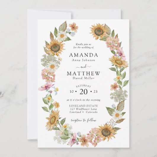 Uitnodiging tot het uitzenden van zonnebloem (Voorkant)