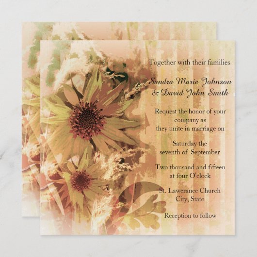 uitnodiging tot het uitzenden van zonnebloempjes (Voorkant / Achterkant)