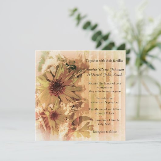 uitnodiging tot het uitzenden van zonnebloempjes (Staand voorkant)