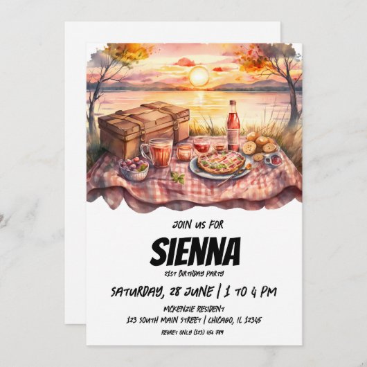 Uitnodiging tot het uitzicht van de zomerPicnic (Voorkant / Achterkant)