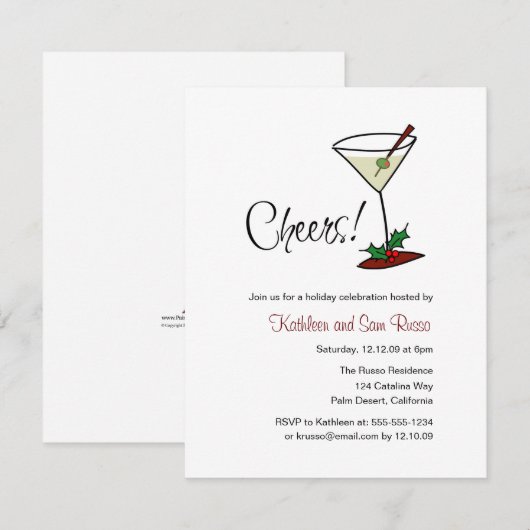 Uitnodiging tot het verlenen van holiday Cheers (Voorkant / Achterkant)