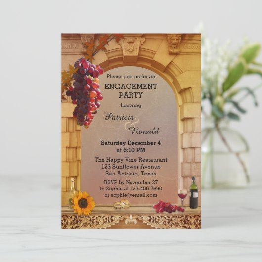 Uitnodiging tot het Verloving van wijnsteenwijn (Staand voorkant)